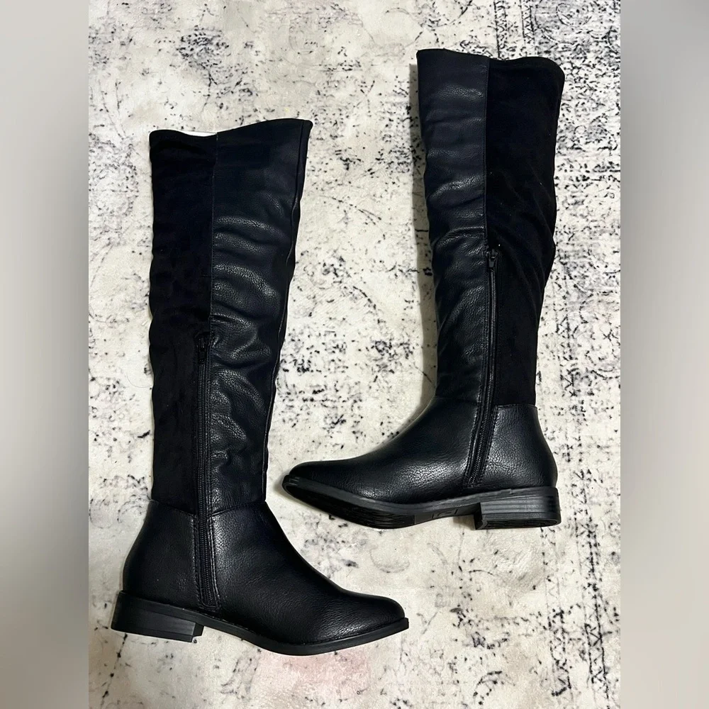 NEW Rocket Dog Marsh Dove Pull On Knee High Black Leather & Suede Boots - US 8
